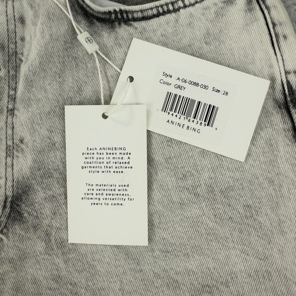 Anine Bing Brenda High Rise Slim Jeans Grey Size 28 - Picture 4 of 13